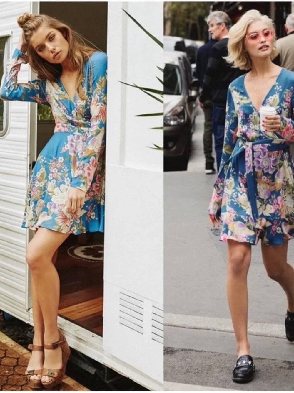 SPELL & THE GYPSY Blue Skies Long Sleeve Wrap Dress M
